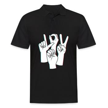 Sign language sign ASL deaf - Men's Polo Shirt - black - Front - Kai (181cm)