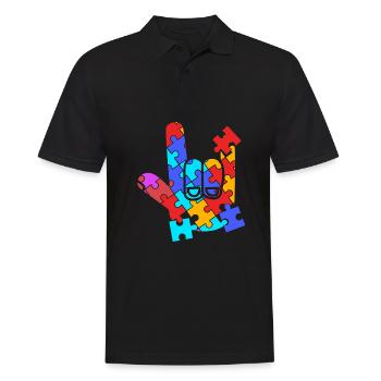 Sign language sign ASL deaf - Men's Polo Shirt - black - Front - Kai (181cm)