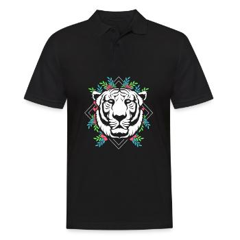 Weißer Tiger - Männer Poloshirt - Schwarz - Vorne - Kai (181cm)