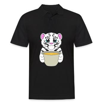 Weißer Tiger - Männer Poloshirt - Schwarz - Vorne - Kai (181cm)