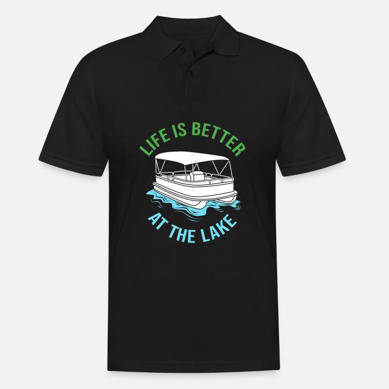 Pontonboot Boot Boote - Männer Poloshirt - Schwarz