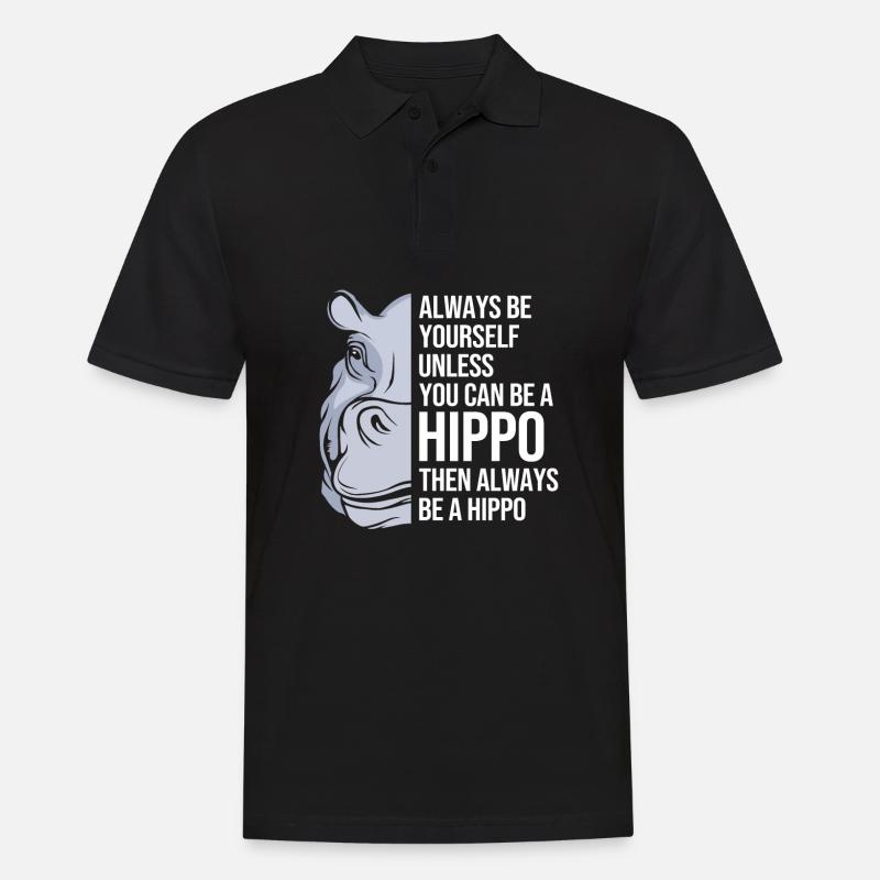 Nilpferd - Männer Poloshirt - Schwarz
