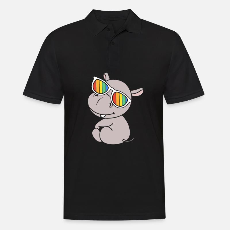 Nilpferd - Männer Poloshirt - Schwarz