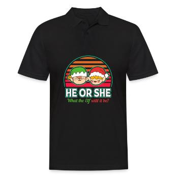 Weihnachten Gender Reveal Neugeborenes Babysprüche - Männer Poloshirt - Schwarz - Vorne - Kai (181cm)