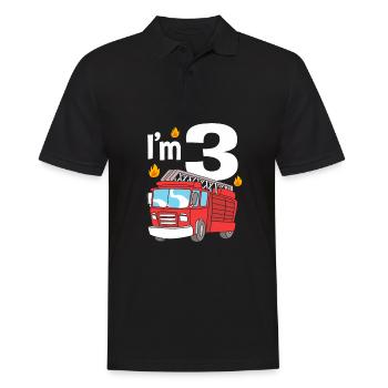 Feuerwehrauto Kindergeburtstag - Männer Poloshirt - Schwarz - Vorne - Kai (181cm)