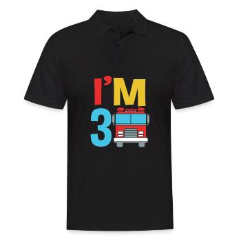 Fête d'anniversaire pour enfants avec un camion de pompiers - Polo Homme - noir - Devant - Kai (181cm)