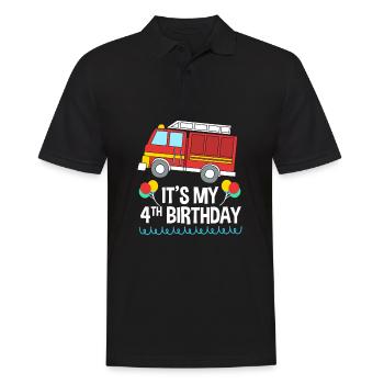 Feuerwehrauto Kindergeburtstag - Männer Poloshirt - Schwarz - Vorne - Kai (181cm)
