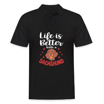 Dachshund - Men's Polo Shirt - black - Front - Kai (181cm)
