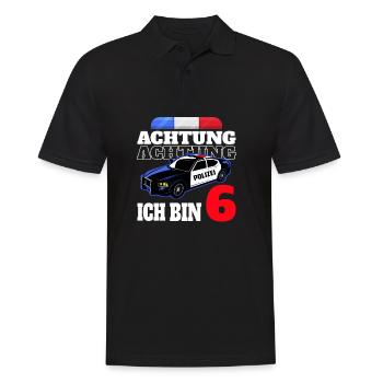 6 Geburtstag Polizei Polizeiauto Junge Geschenk - Männer Poloshirt - Schwarz - Vorne - Kai (181cm)
