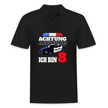 8 Geburtstag Polizei Polizeiauto Junge Geschenk - Männer Poloshirt - Schwarz - Vorne - Kai (181cm)