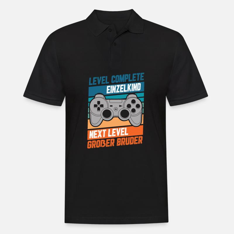 Level Complete Einzelkind Nextd Level Bruder Gamer - Männer Poloshirt - Schwarz