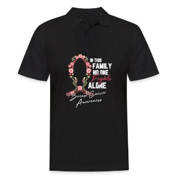 Cadeau de chimio de combat de fleur de ruban de cancer du sein - Polo Homme - noir - Devant - Kai (181cm)