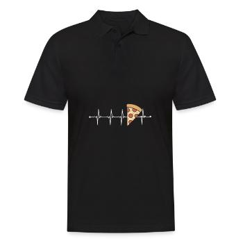 Pizza heartbeat pizzeria meal fast food gift - Men's Polo Shirt - black - Front - Kai (181cm)