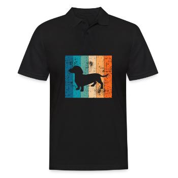 Idée cadeau teckel teckel rétro teckel chiot - Polo Homme - noir - Devant - Kai (181cm)
