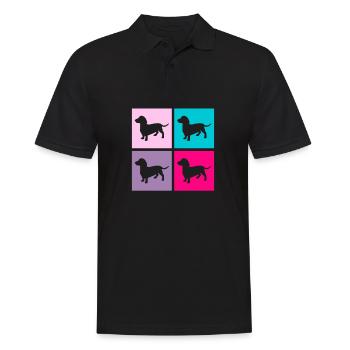Teckel Rétro Chiens Chien Amant Cadeau Rose - Polo Homme - noir - Devant - Kai (181cm)