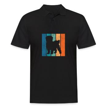 Maltese Dog Hund Welpe Gassi Retro Geschenk - Männer Poloshirt - Schwarz - Vorne - Kai (181cm)