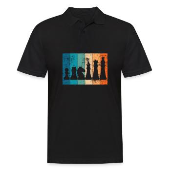Damier dam schachmatt Roi rétro cadeau - Polo Homme - noir - Devant - Kai (181cm)