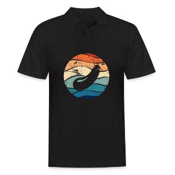 Aubergine Gemüse Vegetarier Veganer Retro Geschenk - Männer Poloshirt - Schwarz - Vorne - Kai (181cm)