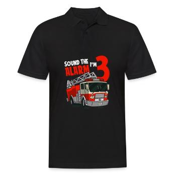 3ème anniversaire année pompiers Trois cadeau d’alarme - Polo Homme - noir - Devant - Kai (181cm)
