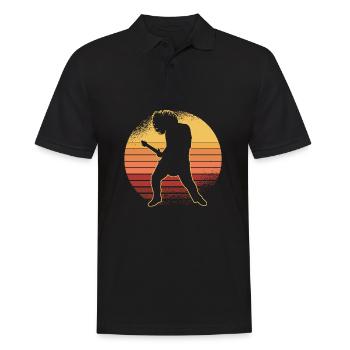 Guitare musique Guitariste musicien retro cadeau - Polo Homme - noir - Devant - Kai (181cm)