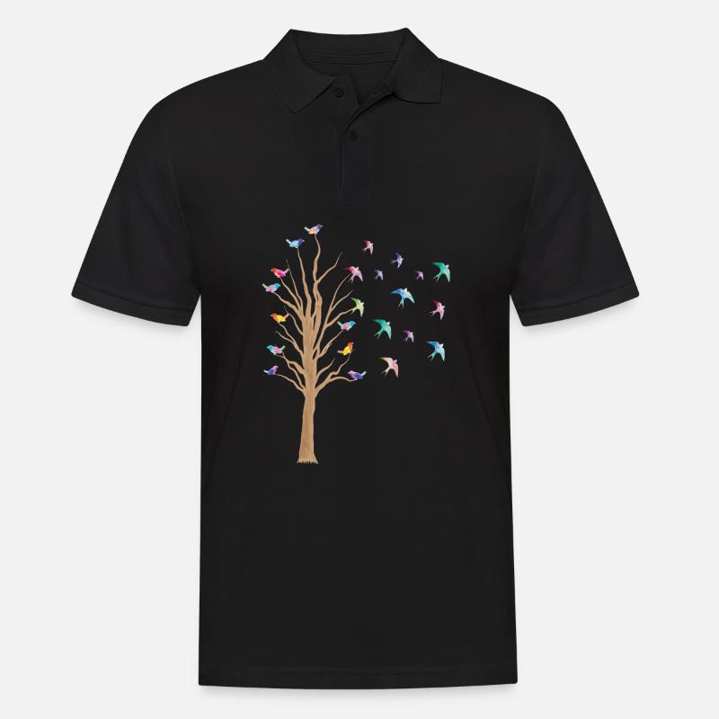 oiseau arbre oiseaux Observer l’essaim d’oiseau Cadeau - Polo Homme - noir