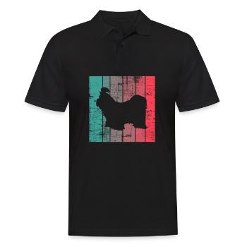 Shih Tzu amoureux des chiens Retro vintage Idée cadeau - Polo Homme - noir - Devant - Kai (181cm)