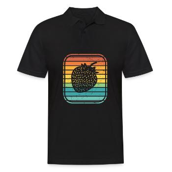 Strawberry Fruit Lover Retro Healthy Gift idea - Männer Poloshirt - Schwarz - Vorne - Kai (181cm)