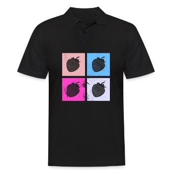 Strawberry Fruit Lover Retro Healthy Gift idea - Männer Poloshirt - Schwarz - Vorne - Kai (181cm)