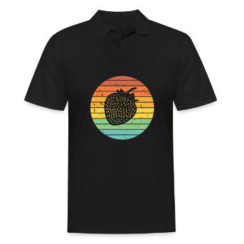 Strawberry Fruit Lover Retro Healthy Gift idea - Männer Poloshirt - Schwarz - Vorne - Kai (181cm)