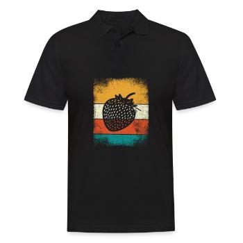 Strawberry Fruit Lover Retro Healthy Gift idea - Männer Poloshirt - Schwarz - Vorne - Kai (181cm)