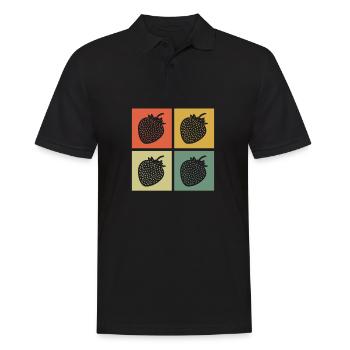 Strawberry Fruit Lover Retro Healthy Gift idea - Männer Poloshirt - Schwarz - Vorne - Kai (181cm)