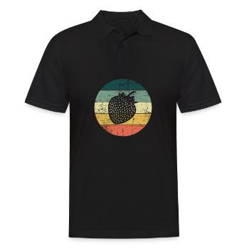 Strawberry Fruit Lover Retro Healthy Gift idea - Männer Poloshirt - Schwarz - Vorne - Kai (181cm)