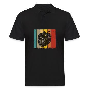 Strawberry Fruit Lover Retro Healthy Gift idea - Männer Poloshirt - Schwarz - Vorne - Kai (181cm)
