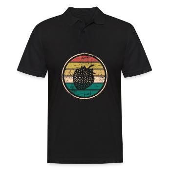 Strawberry Fruit Lover Retro Healthy Gift idea - Männer Poloshirt - Schwarz - Vorne - Kai (181cm)