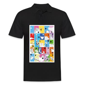 Das Lustige-Tiere-Alphabet - Männer Poloshirt - Schwarz - Vorne - Kai (181cm)