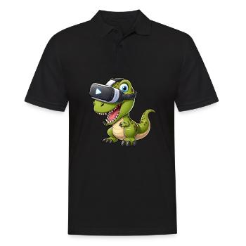 Lustiger T-Rex Dinosaurier in Virtual Reality - Männer Poloshirt - Schwarz - Vorne - Kai (181cm)