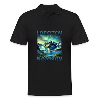 Lofoten Norway Grunge Fjord Nature Northern Lights - Men's Polo Shirt - black - Front - Kai (181cm)