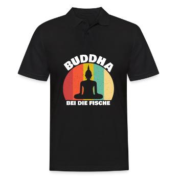 Buddha bei die Fische Buddhismus Angler Yoga Platt - Männer Poloshirt - Schwarz - Vorne - Kai (181cm)