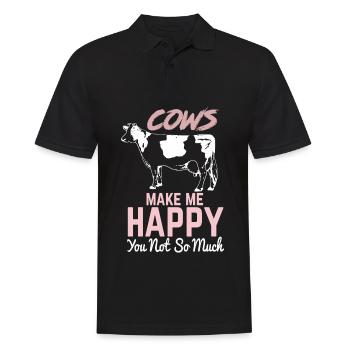 Cows Make Me Happy You Not So Much Farmer Farmer - Men's Polo Shirt - black - Front - Kai (181cm)