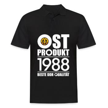OSTPRODUKT 1988 DDR OSSI 38. GEBURTSTAG - Männer Poloshirt - Schwarz - Vorne - Kai (181cm)