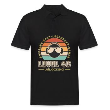 Stufe 46 - Männer Poloshirt - Schwarz - Vorne - Kai (181cm)