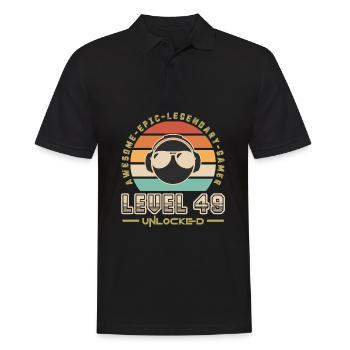Level 49 - Men's Polo Shirt - black - Front - Kai (181cm)