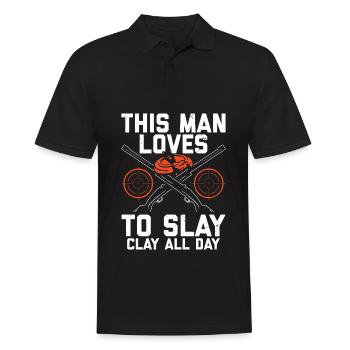 Tontaubenschießen Sprüche | Skeet Hobby Geschenke - Männer Poloshirt - Schwarz - Vorne - Kai (181cm)