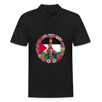 DRAPEAU PALESTINE DRAPEAU PALESTINE Drapeau Fleurs Paix - Polo Homme - noir - Devant - Kai (181cm)