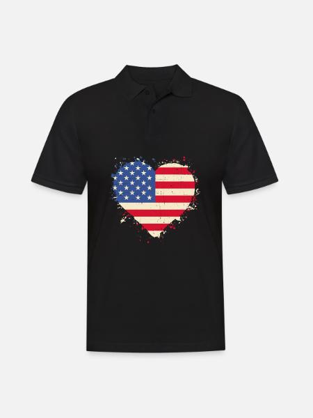 Veteran Herz USA - Männer Poloshirt - Schwarz