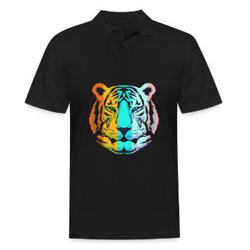 Weißer Tiger - Männer Poloshirt - Schwarz - Vorne - Kai (181cm)