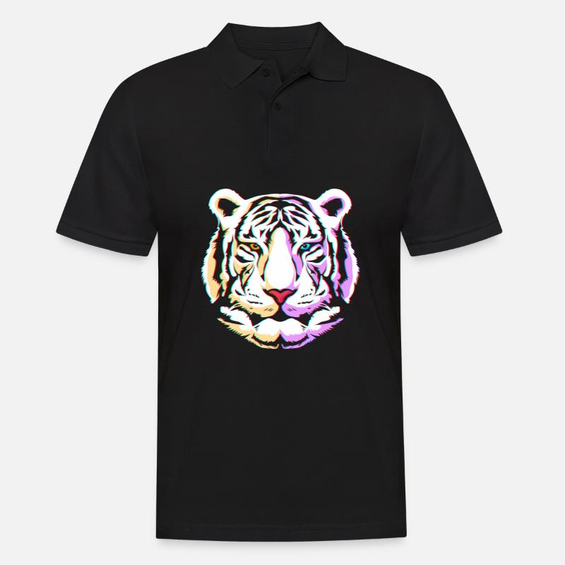 Weißer Tiger - Männer Poloshirt - Schwarz