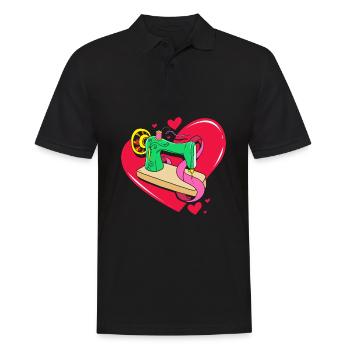 Couturière à la machine à coudre - Polo Homme - noir - Devant - Kai (181cm)