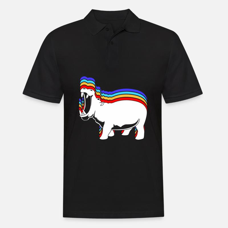 Nilpferd - Männer Poloshirt - Schwarz