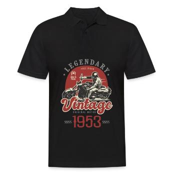 1953 Jubiläum 70 Jahre Vintage Biker Motorrad - Männer Poloshirt - Schwarz - Vorne - Kai (181cm)